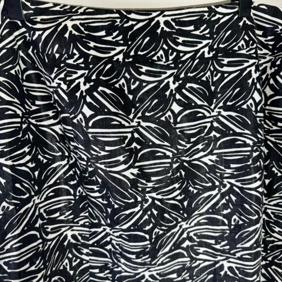 Lafayette 148 Black  White Linen Pencil Skirt Size 18 - Picture 6 of 11